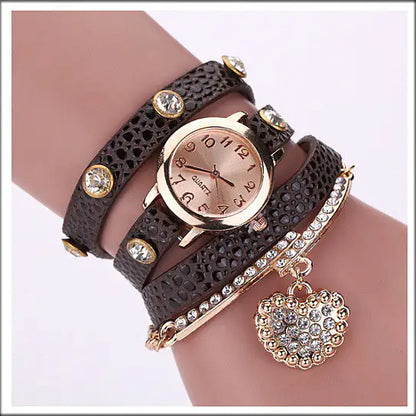 Heart On The Sleeve Bracelet Watch With Heart Charm In 10 Colors