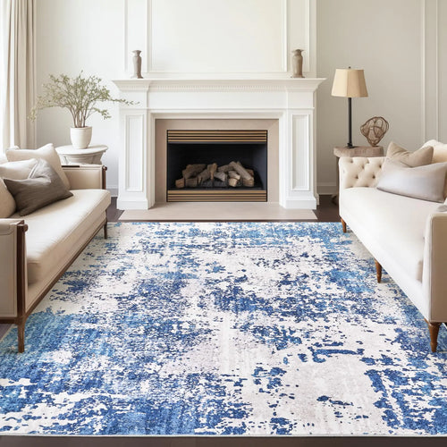 Art&Tuft Washable Rug Anti-Slip Backing Abstract Area Rugs Stain Resistant Rugs for Living Room Foldable Machine Washable Area Rug(TPR53-Grey 8x10)