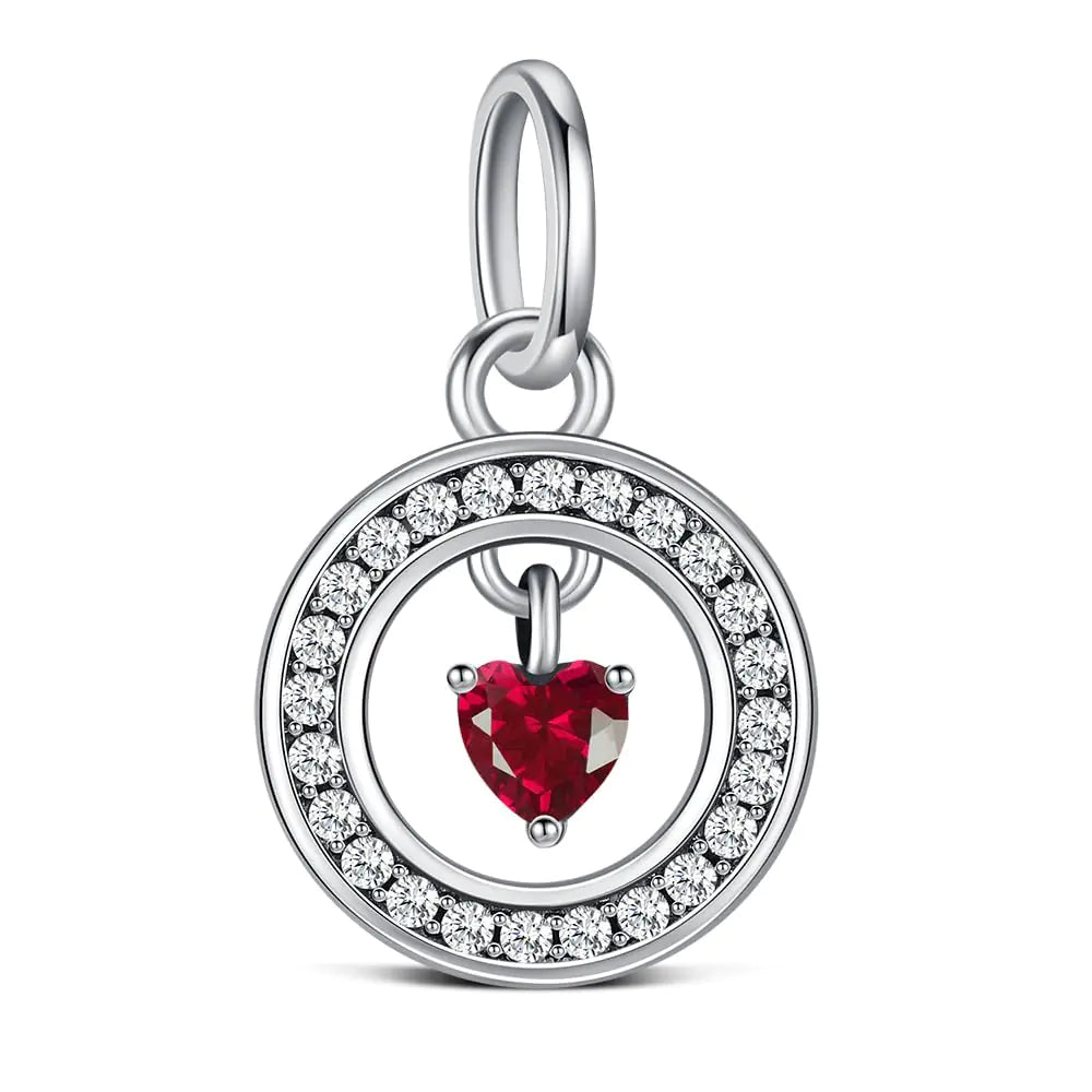 925 Sterling Silver Heart with CZ January Birthstone Charms for Pandora Me Bracelet Fashion DIY Silver Simulated Birthstone Necklace Charm Pendant Bracelet Jewelry Gifts for Women(1 PCS)