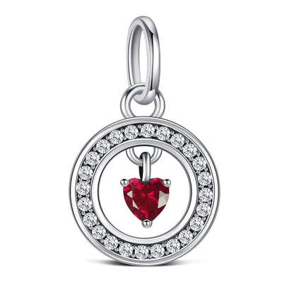 925 Sterling Silver Heart with CZ January Birthstone Charms for Pandora Me Bracelet Fashion DIY Silver Simulated Birthstone Necklace Charm Pendant Bracelet Jewelry Gifts for Women(1 PCS)