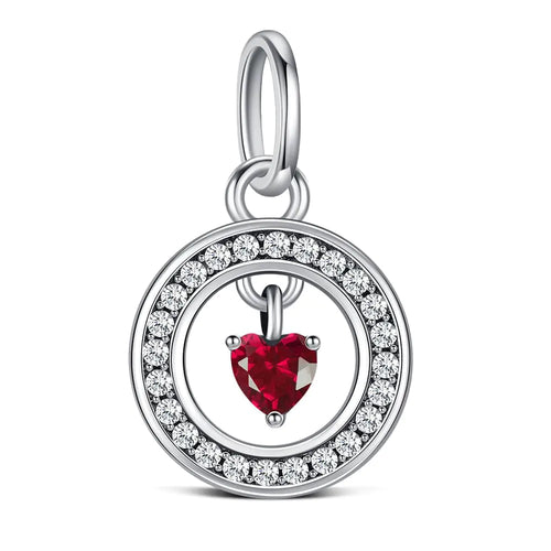 925 Sterling Silver Heart with CZ January Birthstone Charms for Pandora Me Bracelet Fashion DIY Silver Simulated Birthstone Necklace Charm Pendant Bracelet Jewelry Gifts for Women(1 PCS)