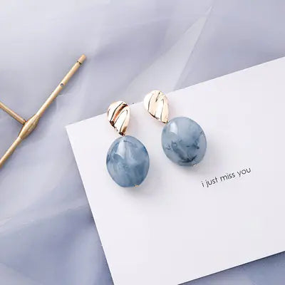 Trendy Blue Gray Geometric Earrings - Fashionable Accessory
