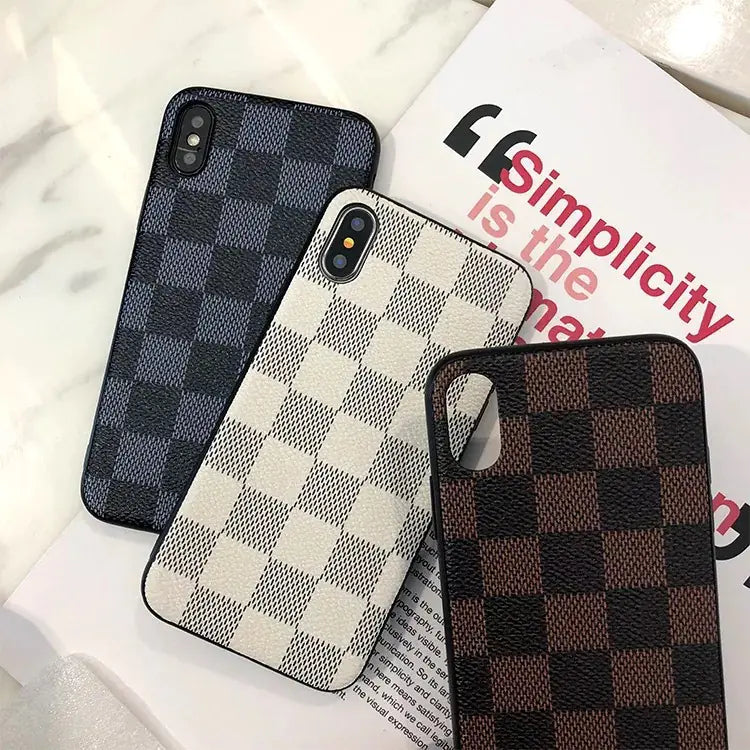 Leather Checkered Phone Case