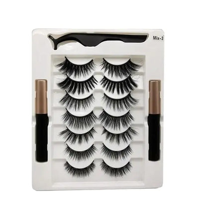 10 Pairs Magnetic Eyelashes with Eyeliner and Tweezers