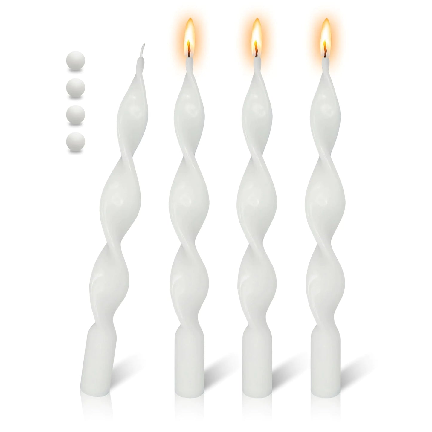 FLAMMUL Spiral Candlesticks Tapered Candles - 4PCS Twisted Taper Candles 10 Inch White Candlesticks Dinner Candles for Table Home Decor Weddings