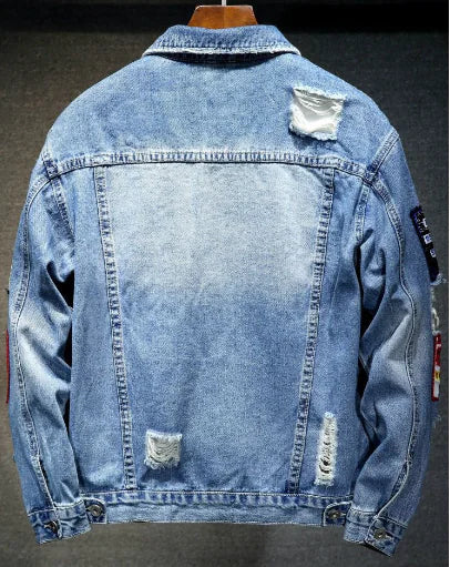 Men's Loose Casual Jacket with Gold Paint Embroidery