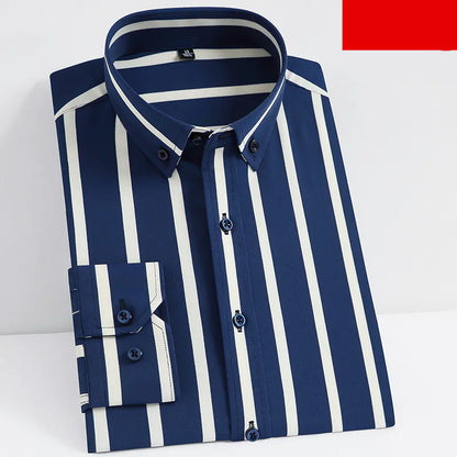 Men's Striped Long Sleeve Stretch Shirt for Suits