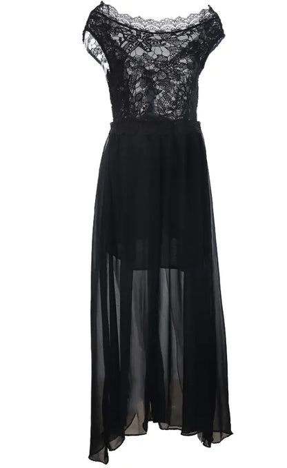 Elegant Lace Backless Sleeveless Maxi Dress