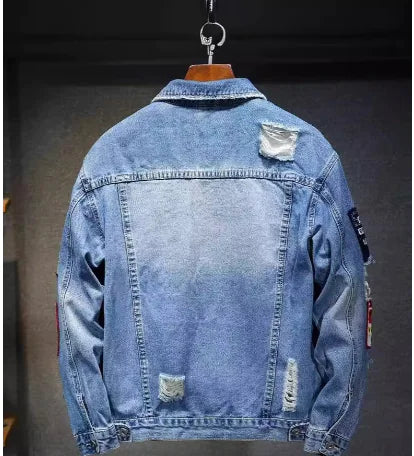 Men's Loose Casual Jacket with Gold Paint Embroidery