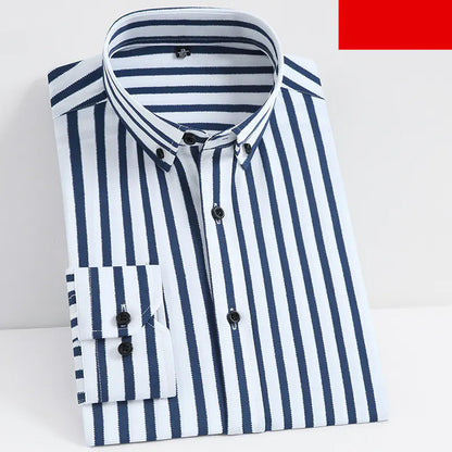 Men's Striped Long Sleeve Stretch Shirt for Suits
