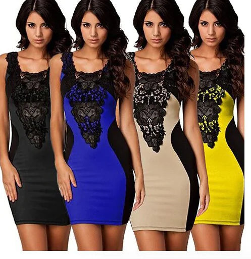 Sleeveless Bodycon Dress with Floral Design