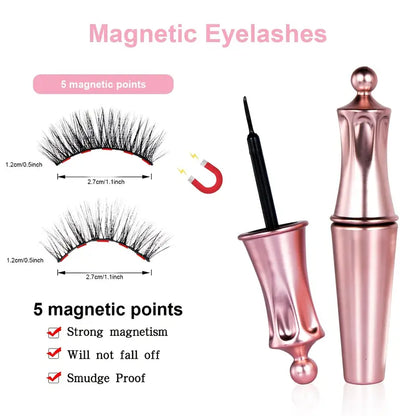 2 Pairs Reusable 3D Magnetic Eyelashes with Eyeliner