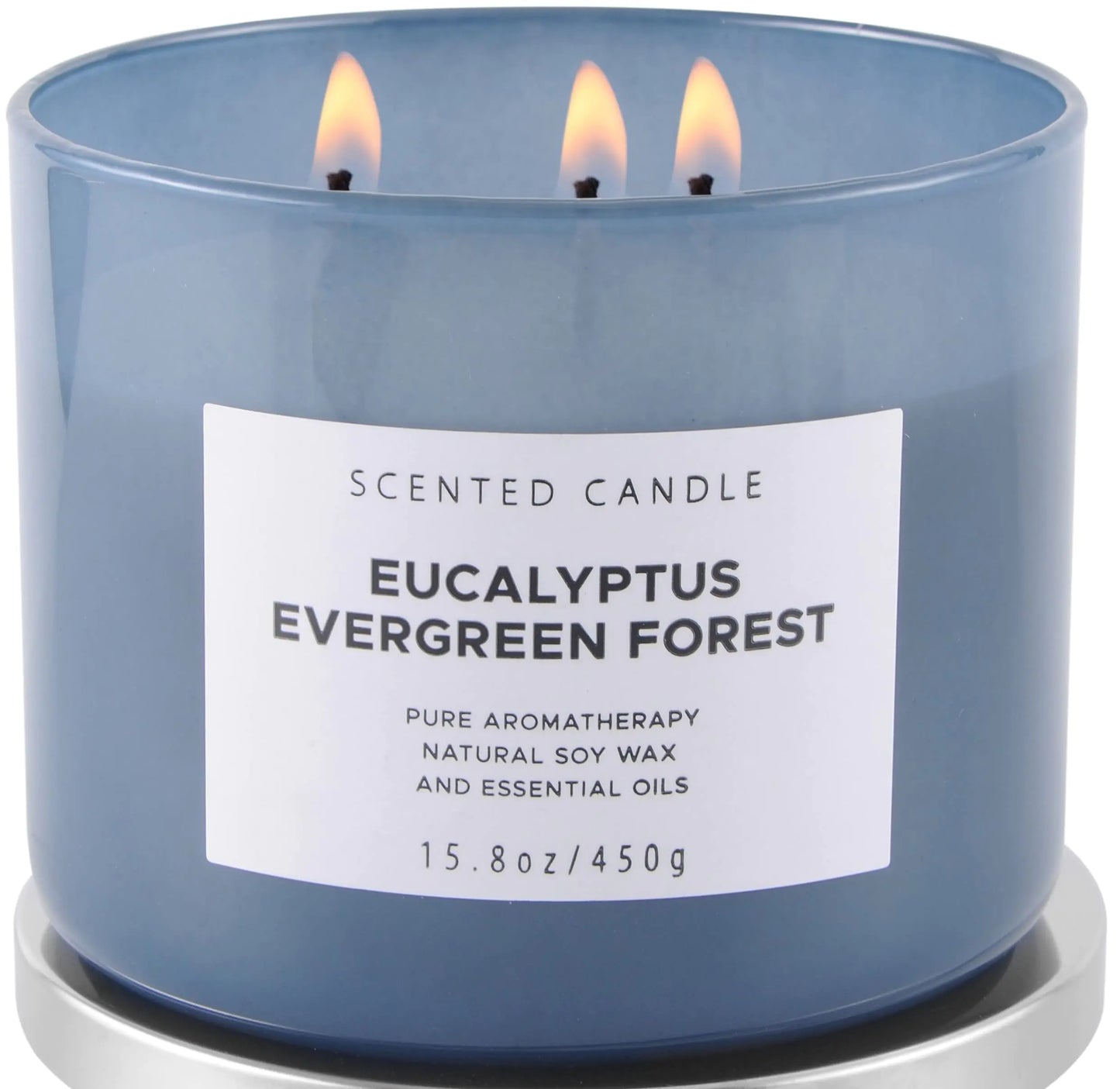 Eucalyptus Evergreen Forest Luxury 3 Wick Winter Pine Candle | Mens Candles Scented Candles for Home | Aromatherapy Stress Relief Soy Candles 15.8 oz | Balsam Fir Woods Candles for Men & Women
