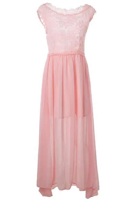 Elegant Lace Backless Sleeveless Maxi Dress