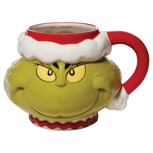 Department 56 Dr. Seuss Grinch Santa Face Sculpted Coffee Mug 1 Count (Pack of 1) Multicolor
