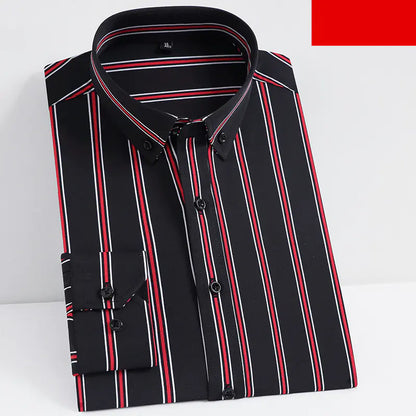 Men's Striped Long Sleeve Stretch Shirt for Suits