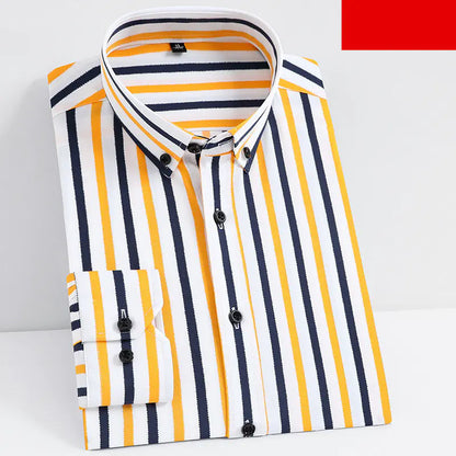 Men's Striped Long Sleeve Stretch Shirt for Suits
