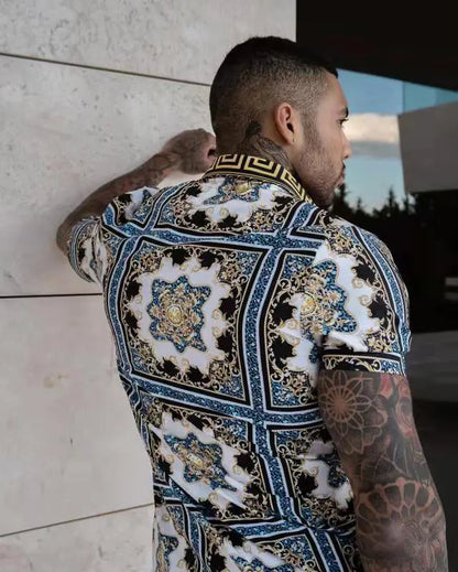 Men's Short Sleeve Floral Button-Up Shirt (New Style)