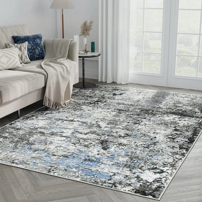 Miukiki 5x7 Area Rugs for Living RoomAnti-Slip Backing Washable RugStain Resistant Abstract Area RugsUltra-Thin Large Home Decor Rug (Blue/Grey Green5x7)