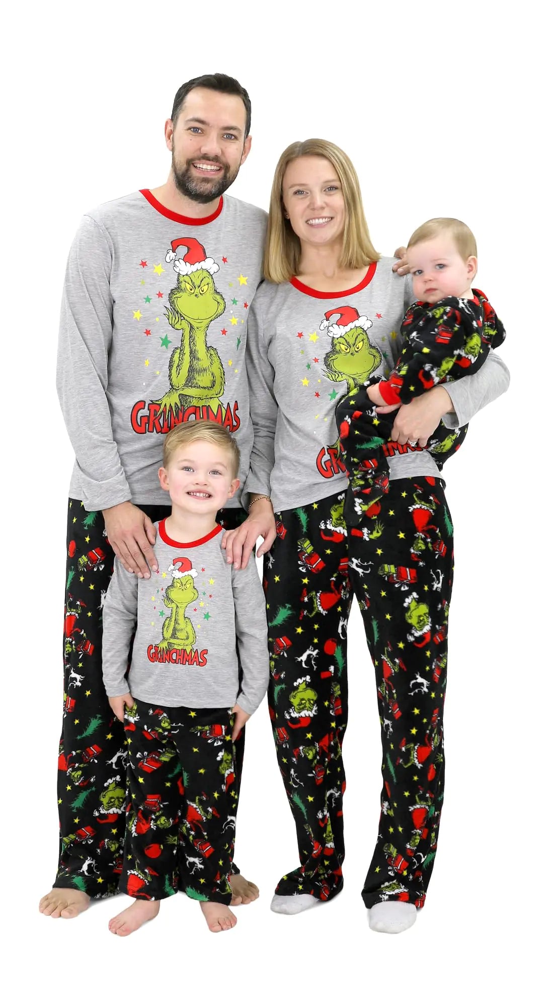 Dr. Seuss Grinch Pajamas Family Christmas Pajamas Set Merry Grinchmas Matching PJs Toddler Grinch Sleepwear Grey/Black 4T