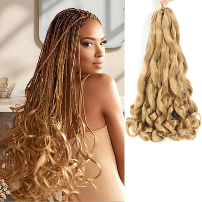 French Curly Braiding Hair 8 Packs Loose Wavy Braiding Hair Pre Stretched Bouncy Synthetic French Curl Braiding Hair Extensions for Women (27# 18 Inch)