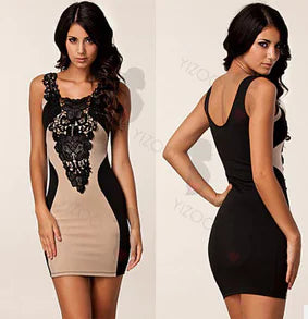 Sleeveless Bodycon Dress with Floral Design