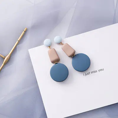 Trendy Blue Gray Geometric Earrings - Fashionable Accessory
