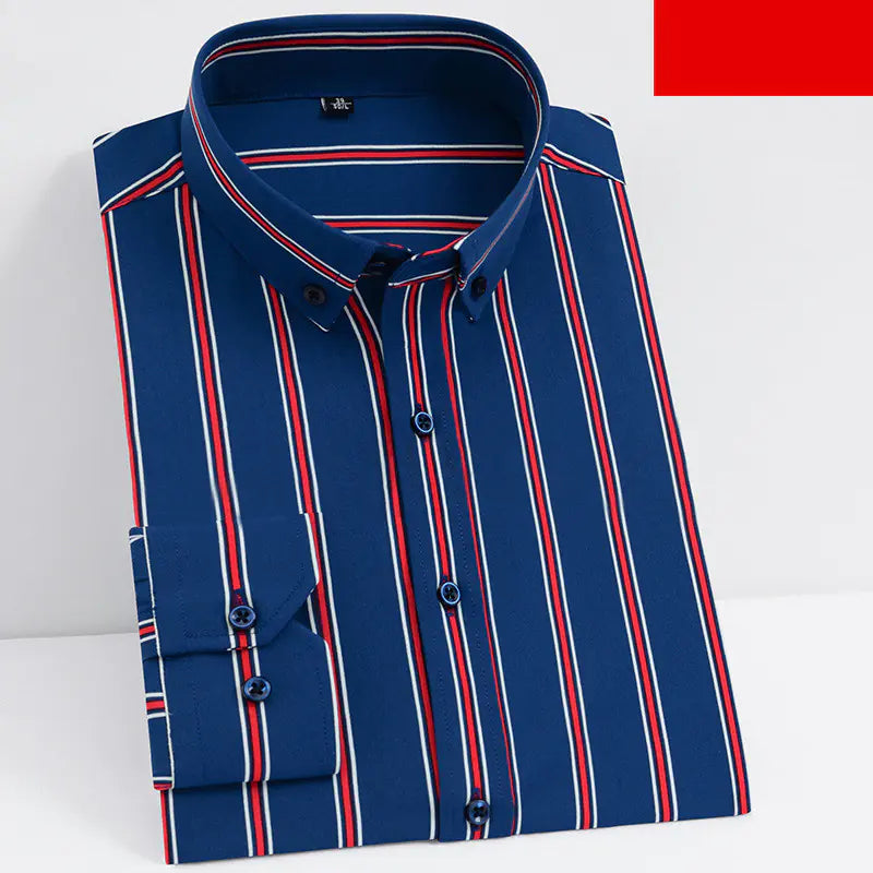 Men's Striped Long Sleeve Stretch Shirt for Suits