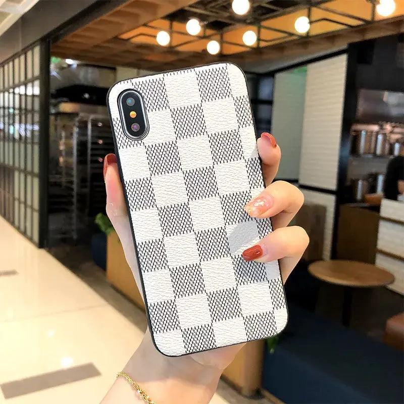Leather Checkered Phone Case