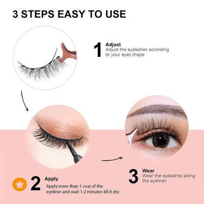 2 Pairs Reusable 3D Magnetic Eyelashes with Eyeliner