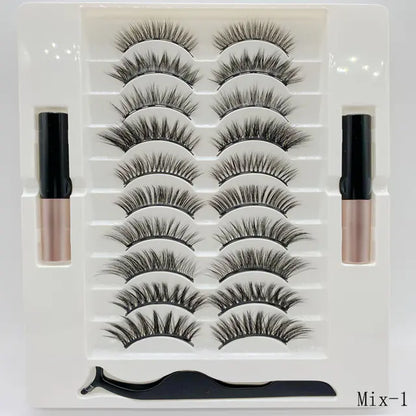 10 Pairs Magnetic Eyelashes with Eyeliner and Tweezers