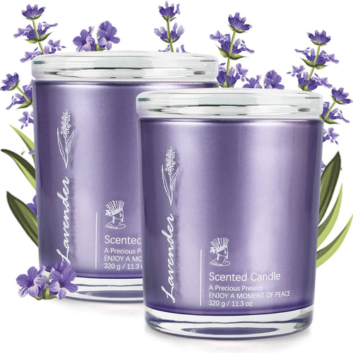 Lavender Candles for Home Scented 2 Pack 23oz Large Jar Lavender Candle Aromatherapy Highly Fragranced Scented Candle Set Candles Gifts for Women Mom Healing Candles Luxury Candles for Home