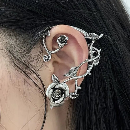 Metal Rose Earrings with Wrapped Design